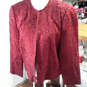 Conrad C Collection embossed red metallic floral jacket size 14
